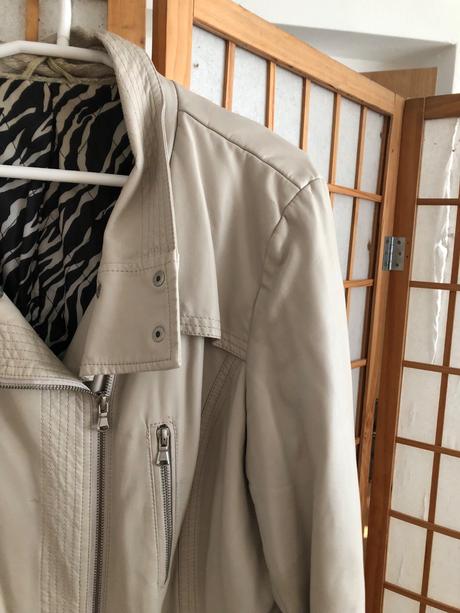 Kožená bunda dámska/ kožený kabát jesenný, mango,xl