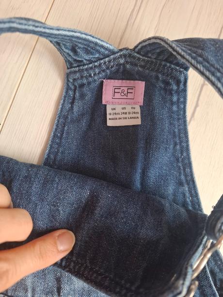 Riflová sukňa na traky s krajkou, f&f,86