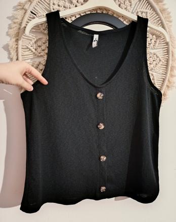 Čierna oversize blúzka bez rukávov, s