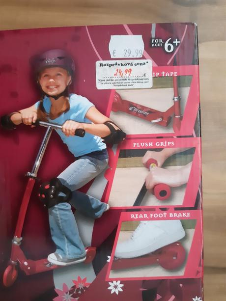 Fialova kolobezka od 6r.+orig.krabica, 