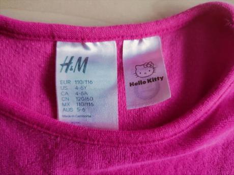 Zamatová mikina hello kitty, h&m,110