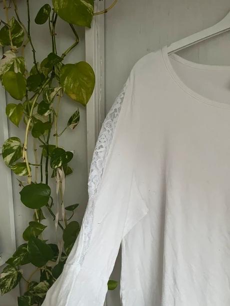 Biele tričko s čipkou/ biele tricko s volanmi, 4xl