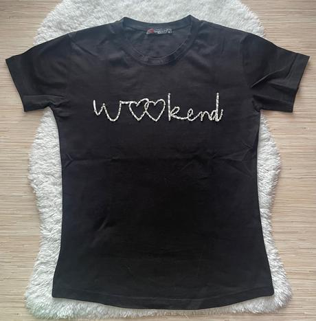 Basic cierne tricko s kamienkami, s