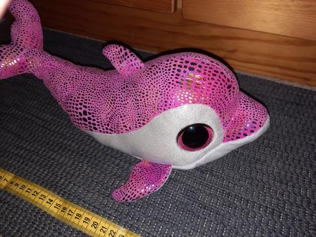 Lesklý ružový plyšový delfín ty plyšák,