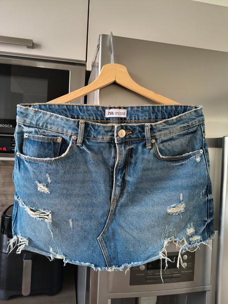 Zara riflová mini sukňa xl, zara,xl