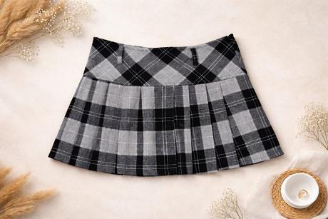 Sivá károvaná sukňa (mini), m