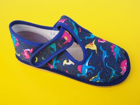 Detské barefoot papučky beda colorful dinos, beda,22 - 35
