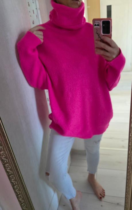 Neónový rolákový teplý sveter, m