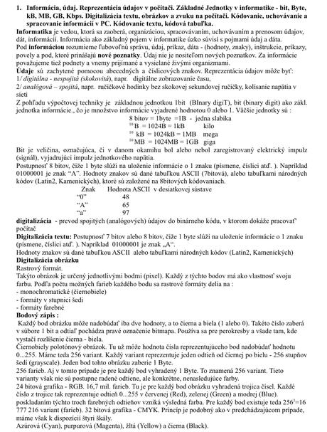 Komplet spracované maturitné zadania, 