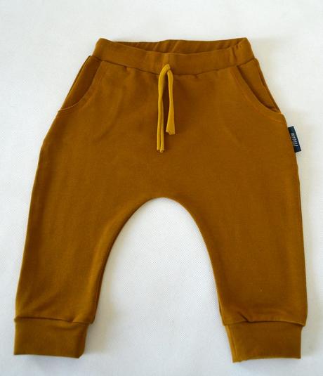 Detské dlhé pudlové tepláky melm tmavá horčica, 122 / 128