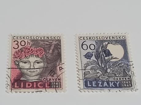 Séria známky poštové z roku 1962 lidice a ležáky,