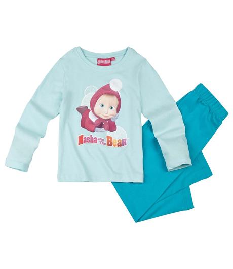 Pyžamo dlhé dievčenské máša a medveď modré, disney,128