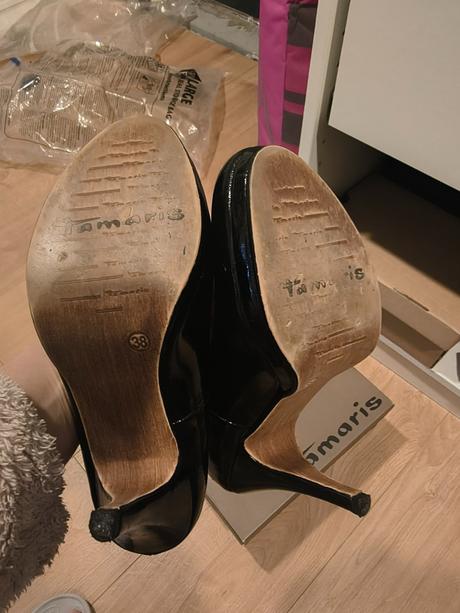 Kožené lakované lodičky, tamaris,38