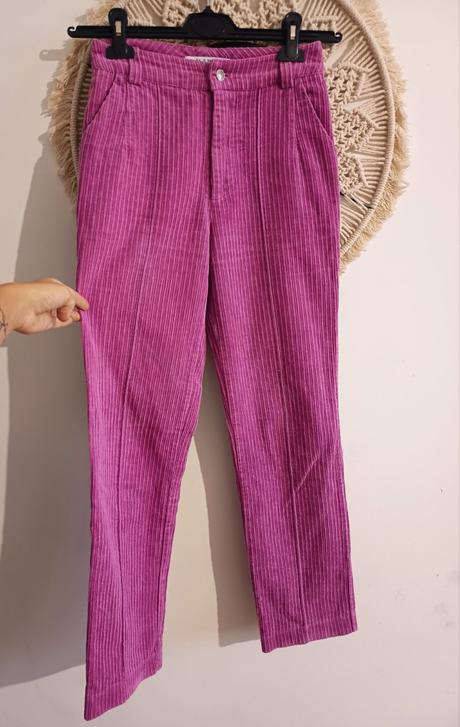 Menčestrové cyklamenové nohavice, denim co,xs