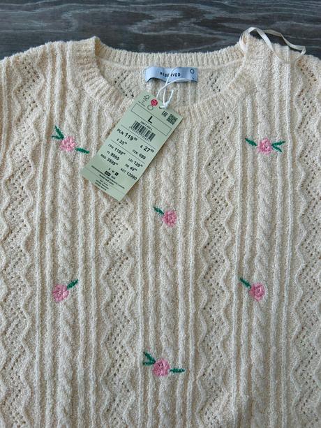 Úpletové tričko s ružičkami, reserved,36 / 38 / l / m / s