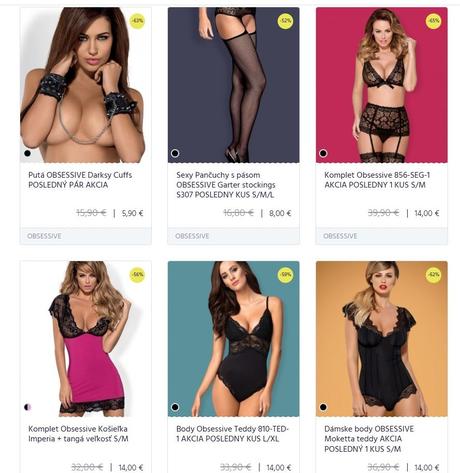 Bielizeň a sady obsessive dopredaj z eshopu, obsessive,l / m / s / xl