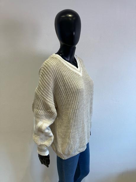 Dámsky sveter bielo-béžový (uni), l / m / s / xl