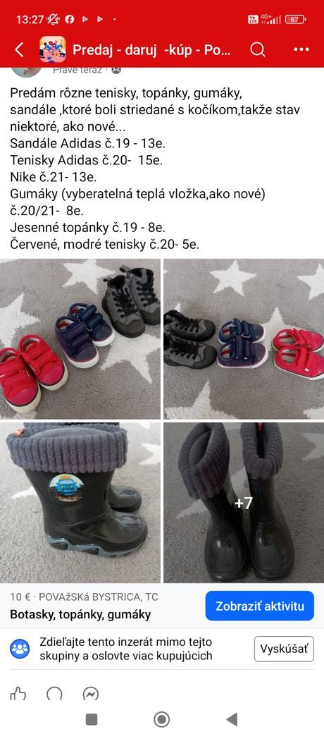 Tenisky, sandále,gumáky, adidas,19