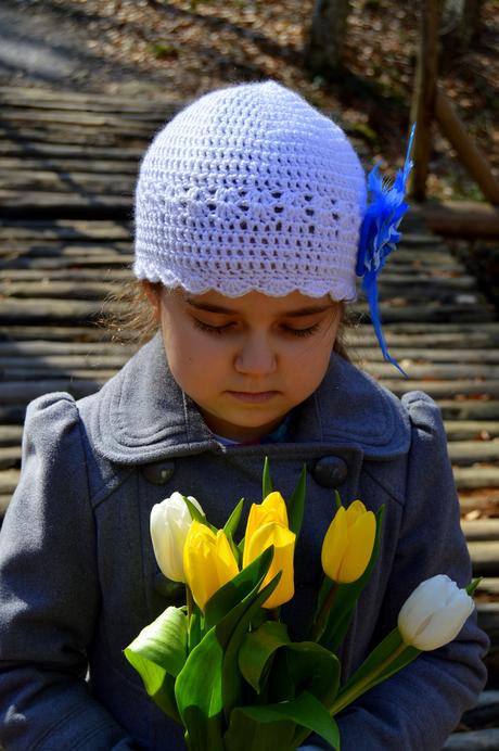 Háčkovaná čiapočka s kvetom, 80 - 158