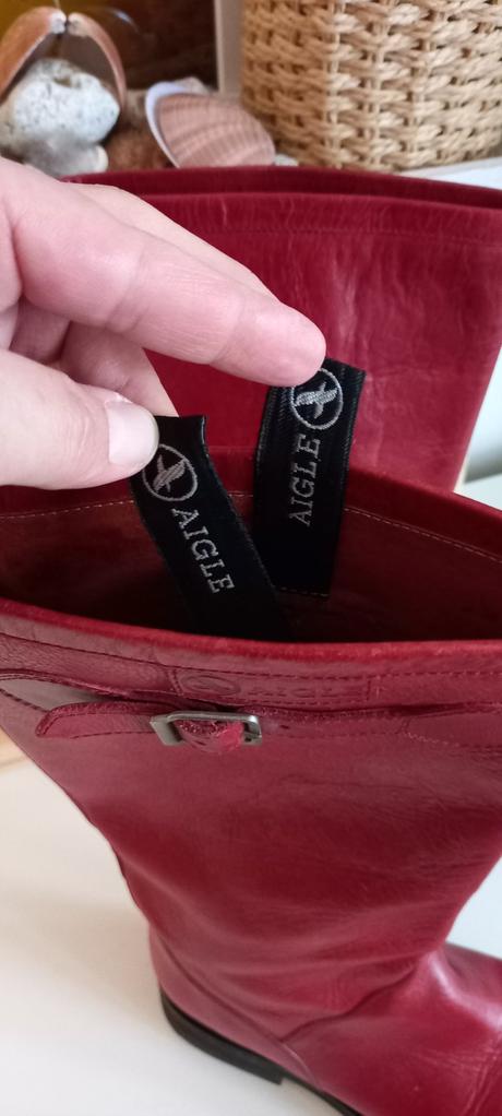 Kožené červené čižmy aigle 38, aigle,38