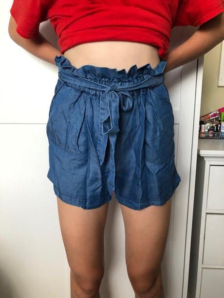 Letné modal riflové šortky s vysokým pásom opaskom, promod,s