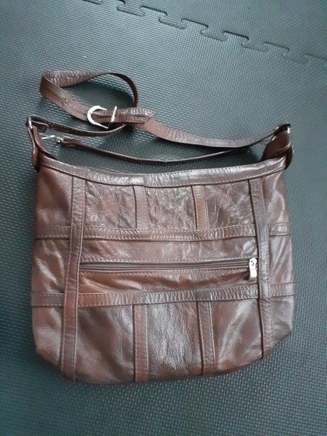 Kožená veľká hnedá kabelka so zipsami s podšívkou, 