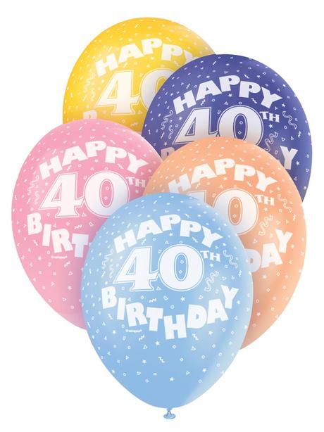 Balóny s potlačou číslo "40" - 5ks, 