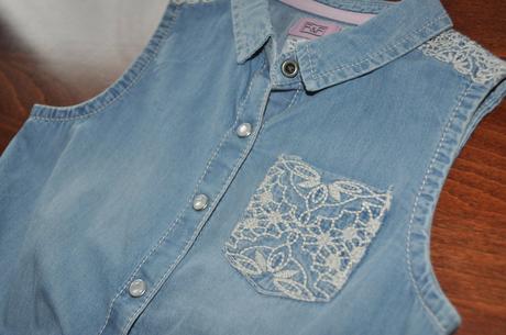 Riflová blúzka s čipkou, f&f,110