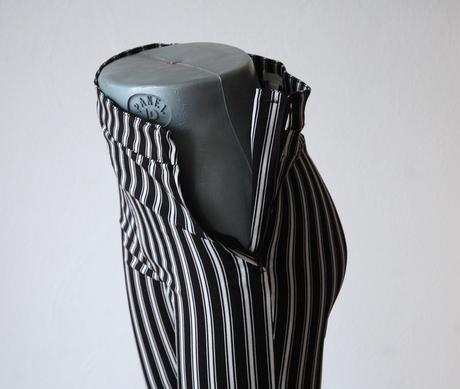 Štýlové pásikavé nohavice s vysokým pásom, h&m,xs