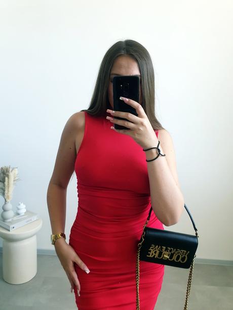 Červené midi šaty s/m, s