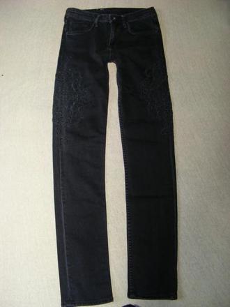 Vyšívané slim rifle h&m - 25/32, h&m,xs