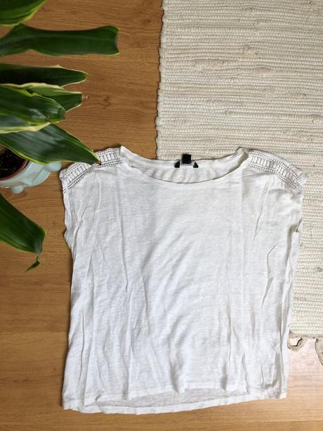 Biele bavlnené tričko s čipkou, esmara,s