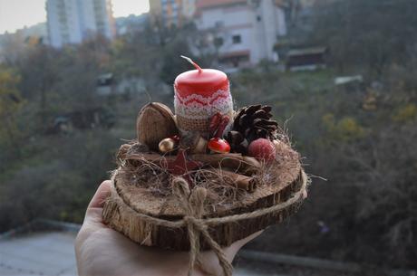 Vianočný svietnik na dreve, 