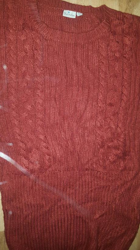 Tehlový predlženy sveter 44-46, 44