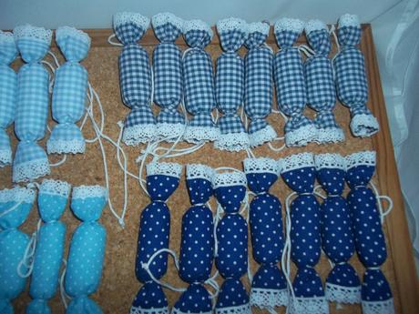 Salónky z bavlny modro biele,