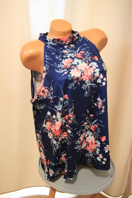 Modrý kvietkovaný top, xxl, xxl