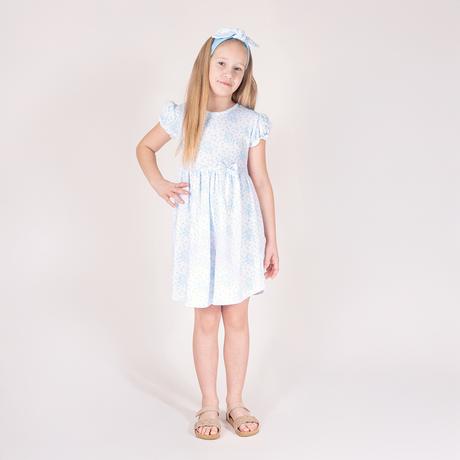 Dievčenské letné šaty modré s kvietkami, 68 - 110