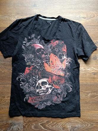 Tricko goth v neck, l