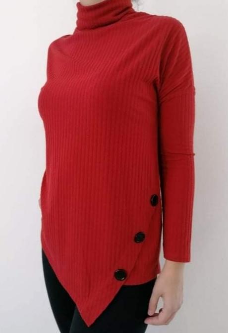 Tehlový asymetrický rolák s gombíkmi, new look,m