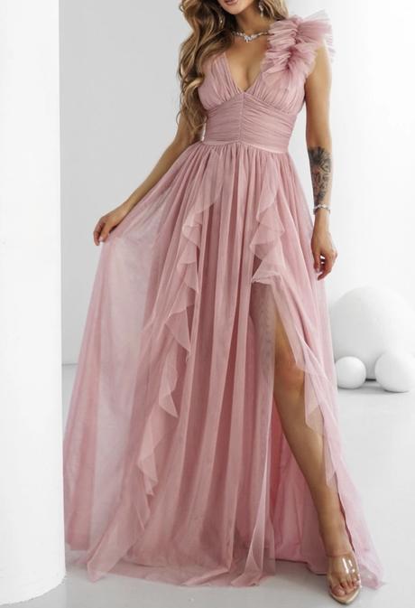 Ružové tylové šaty, l