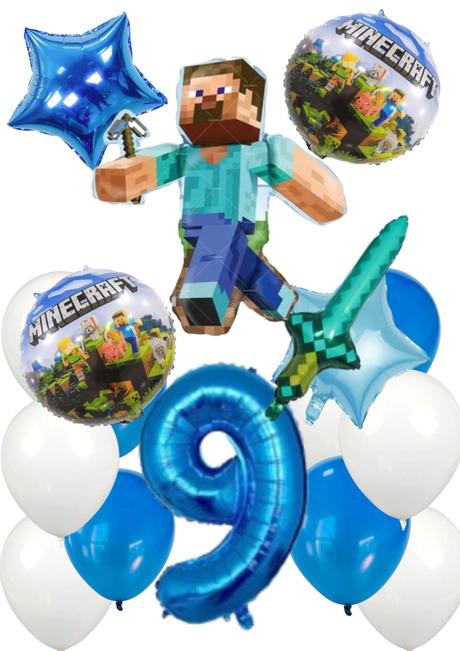Balóny minecraft- steve 85cm aj meč- až 15/16/17ks,