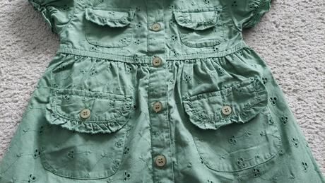 Zelené khaki madeirové šaty 12-18 mes., 80