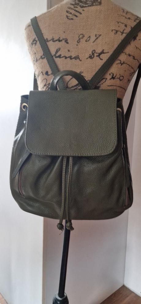Nový tovar taliansky khaki kožený ruksak, 