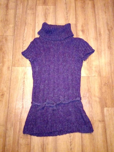 Fialový pletený ligot.polorolák l-top stav,vymena, l