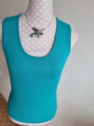 Tyrkysová pletená vesta 38, 38