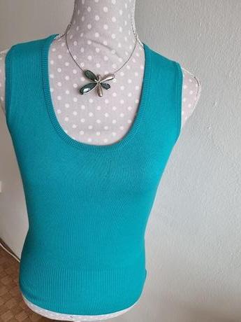 Tyrkysová pletená vesta 38, 38