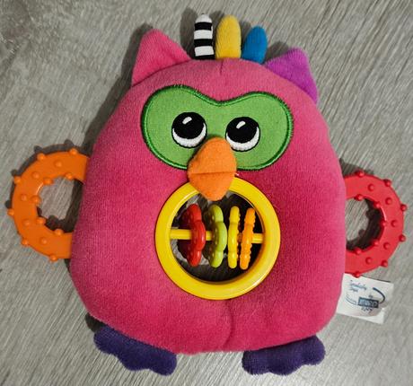 Interaktívna plyšová hrkálka sova ružová, 