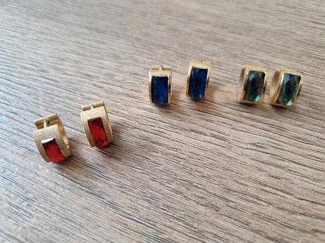 3x náušnice s kamienkami - bižutéria, 