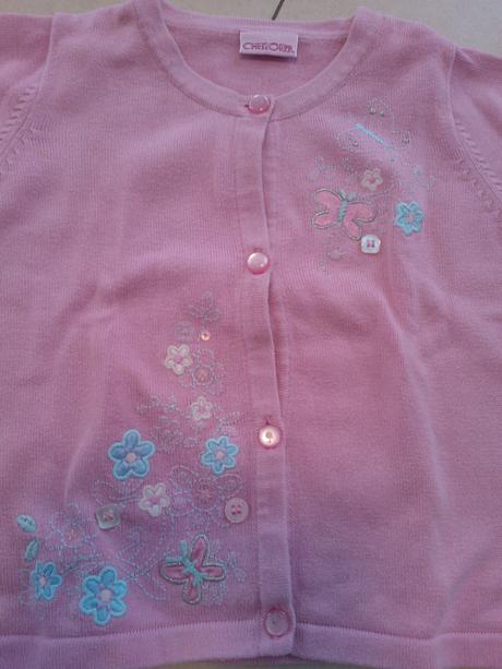 Ružový svetrík s výšivkou,vel.12-18mes., cherokee,86
