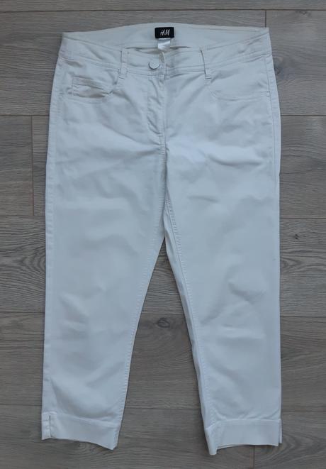 Biele 7/8 nohavice, h&m,l